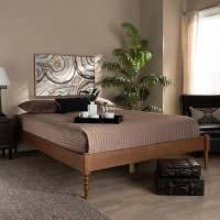 Baxton Studio MG0012-Ash Walnut-Queen Cielle French Bohemian Ash Walnut Finished Wood Queen Size Platform Bed Frame